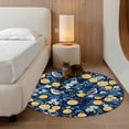 thumbnail image 3 of Lemon Bird Round Area Rug 4 FT, Non Slip Indoor Outdoor Rug, Blue Yellow Pastoral Flowers Plant Summer Washable Soft Circular Carpet Non-Shedding Floor Mat for Coffee Table Nursery Foyer Balcony, 3 of 8
