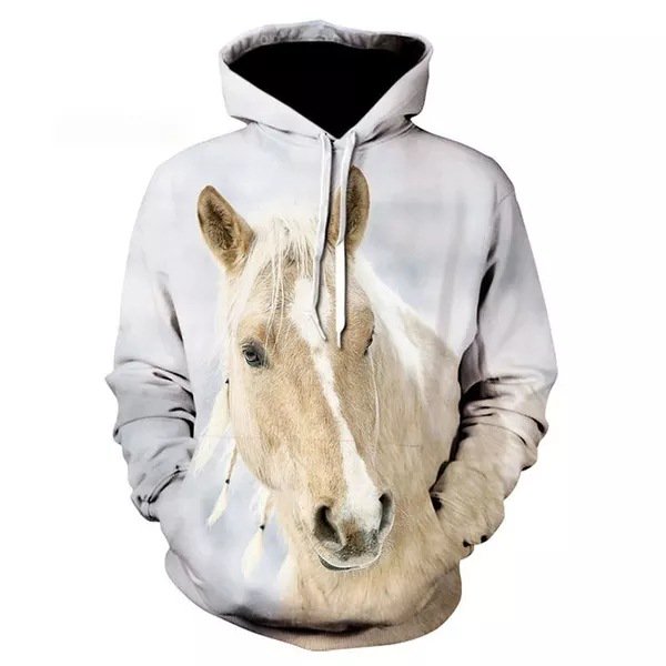 Sweat à Capuche Unisexe Cheval Créatif Imprimé 3D Imprimé Animal