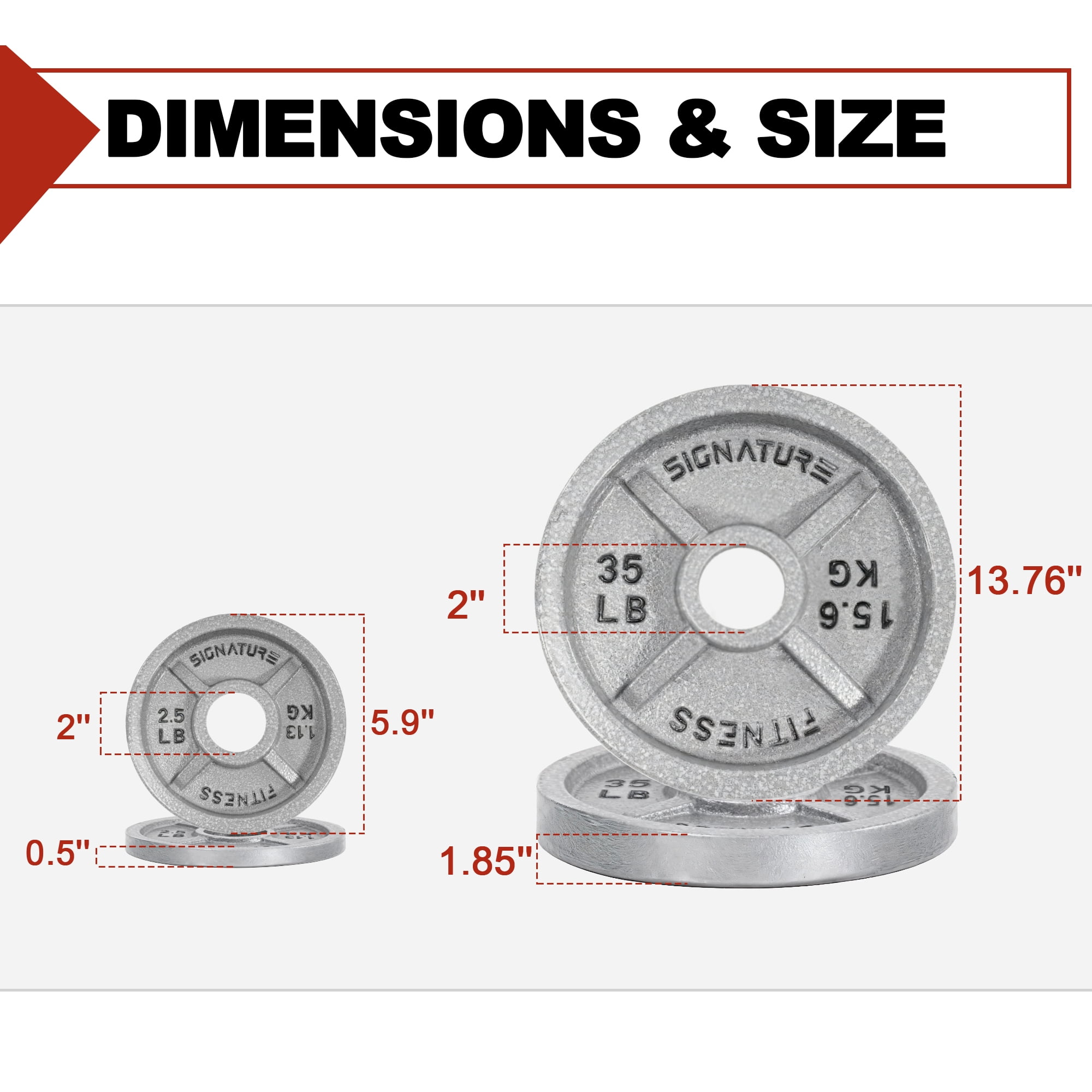Flexwave Strength Training & Home Gym Weight Plates, 2-Inch, 80 lb
