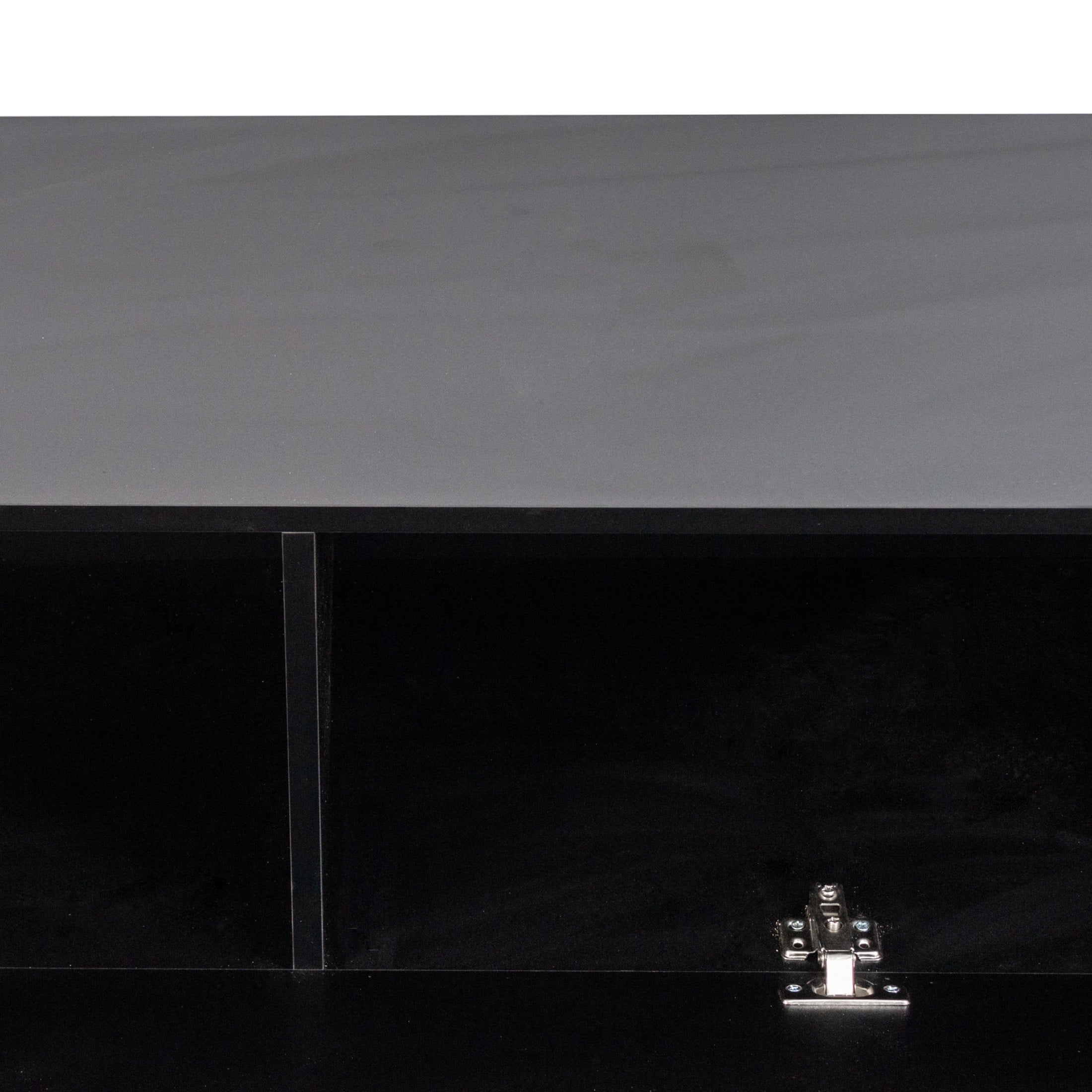 Noble House 63" Floating Media Console, Wall Mounted TV Stand with Drop-Down Cabinets for Living Room, Black