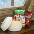 thumbnail image 2 of Sea Team Round Cotton Rope Storage Basket with Lid, Decorative Woven Storage Bin, Pot, Caddy, Organizer, Container for Snacks, Towels, Plants, 10 x 7.5 Inches (Small, Cream), 2 of 7