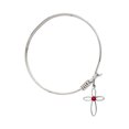 thumbnail image 2 of 6 1/4 inch Round Eye Hook Bangle Bracelet w/ Loop Cross medal charm w/ July Red Swarovski Crystal, 2 of 3