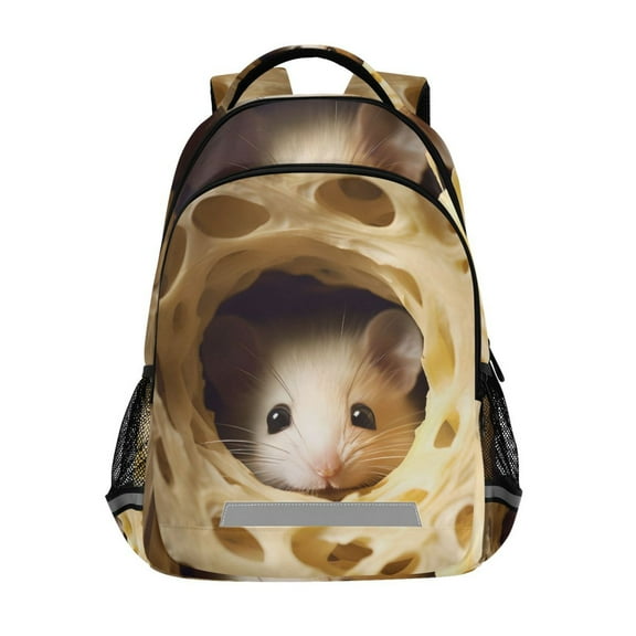 ALAZA Mouse in Cheese Backpack Elementary School Bag Bookbag Travel Rucksack