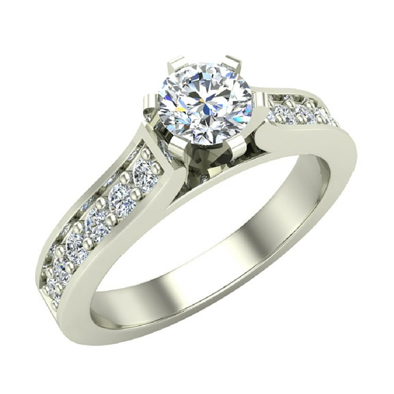 Diamond Engagement Rings Round Brilliant Diamond Ring 6-Prong 14K White Gold 0.75 CT TW (H,SI1)