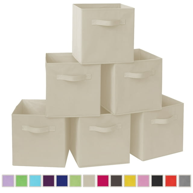 YOYTOO 6 Pack Collapsible Fabric Cube Storage Bins, 11" Collapsible Cube Organizer Baskets Bins