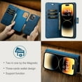 thumbnail image 5 of Magnetic Detachable Wallet Stand Leather Phone Case for iPhone 14 13 12 11 Pro Max Plus Mini, Business Coin Purse Shell, Unique Card Holder Back Cover(Brown,14 Plus), 5 of 8
