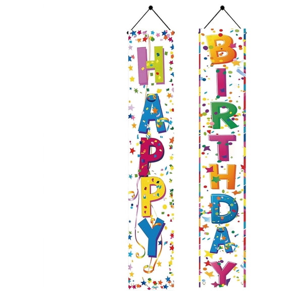 Colorful Happy Birthday Door Banner Happy Birthday Porch Banner Sign Birthday Party Decor Birthday Hanging Decoration for Girls Boys Party Supplies