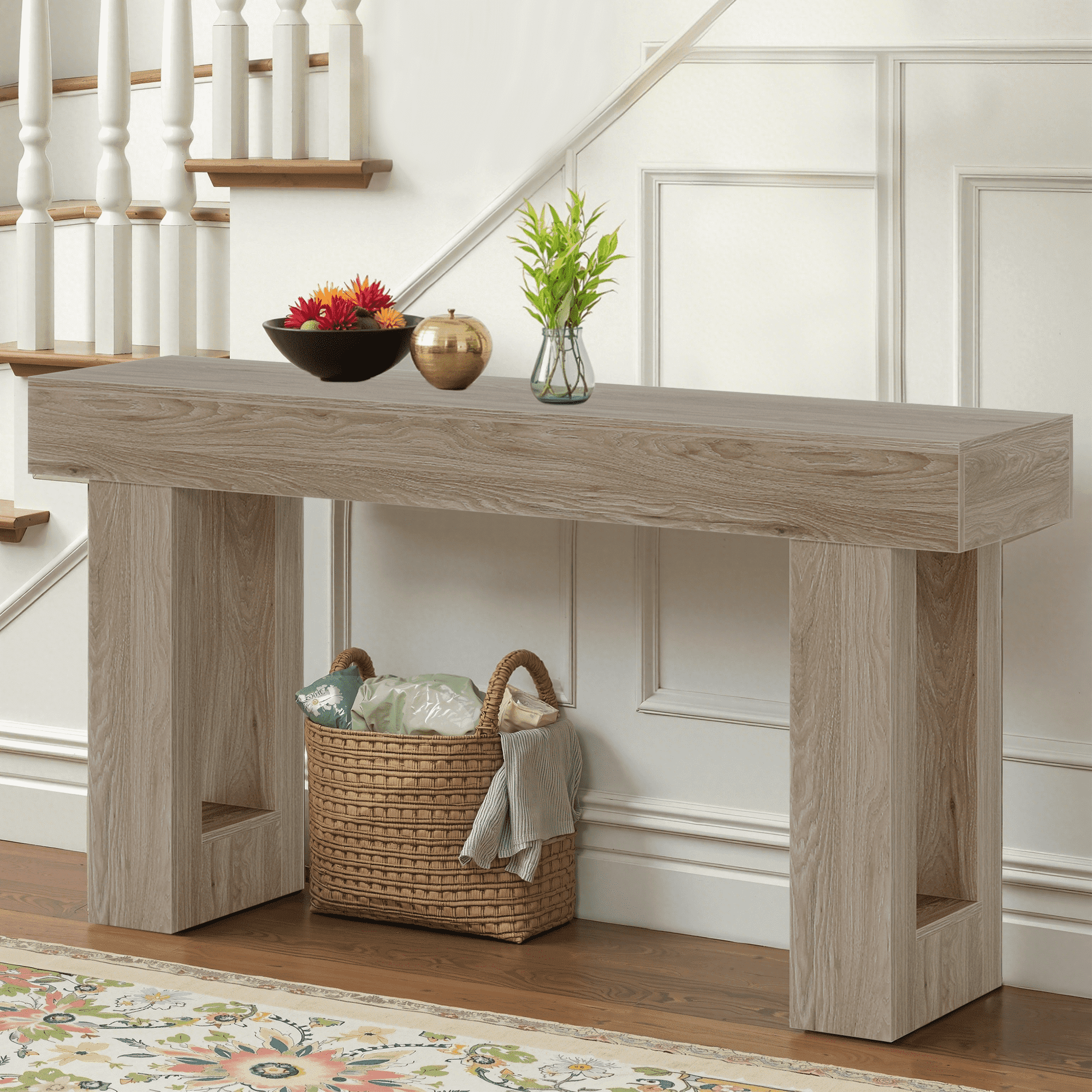 MAYEERTY 63 Inch Rustic Country Style Wooden Sofa Table Entryway Accent Table