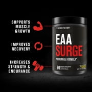Jacked Factory EAA Surge Essential Amino Acids Powder - EAAS & BCAA Intra Workout Supplement w /L-Citrulline, Taurine, More for Muscle Building, Strength, Endurance, Recovery - Pineapple, 20sv