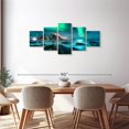 thumbnail image 3 of Elephant Stock Stunning Lofoten Aurora Borealis Wall Art - Horizontal Multi Panel Canvas - Living Room Wall Decor - Nature Multi Panel - Teal And Turquoise Decor - 68" x 30", 3 of 8