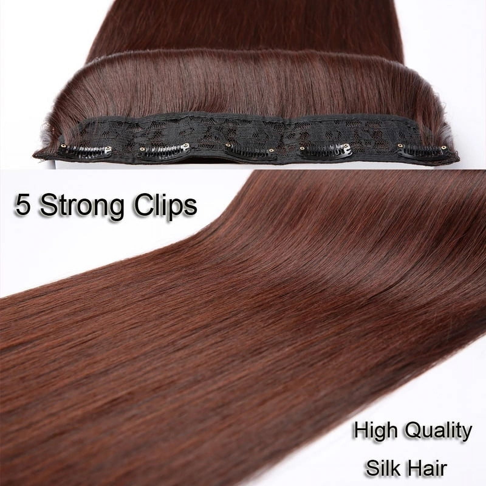Synthetic 5-Clip One Piece Invisible Hair Extensions Long Straight 24Inch Heat Resistant Hairpiece for Women