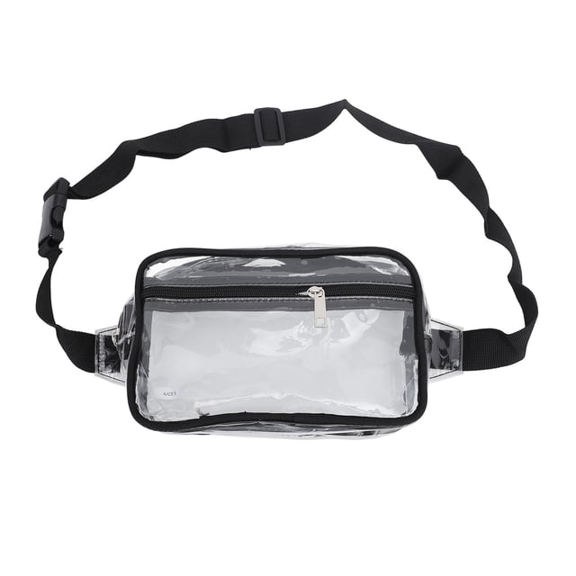 Bolso bandolera transparente impermeable de gran capacidad correa ajustable riñonera de pecho de PVC transparente para viajes deportivos negro