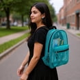 thumbnail image 2 of Solid Color Transparent See Through Mesh Stadium Approved Backpack for Travel and Commuting in Aquamarine, 2 of 6