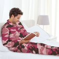 thumbnail image 4 of Mens Pajamas Set, Pink Purple Camouflage Button Down Long Sleeve Loungewear Sleepwear Pjs sets for Men, 4 of 5