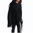 thumbnail image 2 of Women'S Tassel Fringe Sweater Long Sleeve Crew Neck Pullover Fall Knitted Tops Black L, 2 of 7