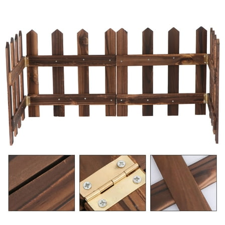 SEWOART Dark Brown Wooden Decorative Fence for Courtyard Garden and Holiday Use