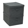 thumbnail image 4 of Household Essentials Jumbo Fabric Storage Bins 2 Pack, Sturdy Sides and Reinforced Bottom, Luxe Poly Linen Fabric, Graphite Linen, 4 of 7