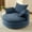 Blue, variant on Euroco Oversized Round Swivel Chair with Corduroy Upholstery and Deep Seat, 360° Rotation Lounge Chair with Pillows for Living Room or Bedroom – 57.5" W x 56.5" D x 35.25" H
