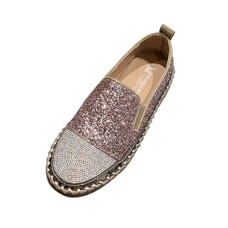 

Stamzod Fashion Rhinestone Flat Sole Single Shoes Women s One-footed Shoes Casual Shoes Clearance Pink 41