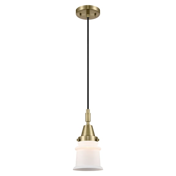 447-1P-AB-G181S Innovations Lighting Canton - 1 Light Cord Hung Mini Pendant-5.25 Inch Wide and 11.13 Inch Tall-Antique Brass Finish-Matte White Glass