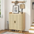 thumbnail image 3 of YOCWO Rattan Shoe Storage Cabinet with Doors, Shoe Closet with Iron Rattan Curved Surface, Beige, 3 of 8