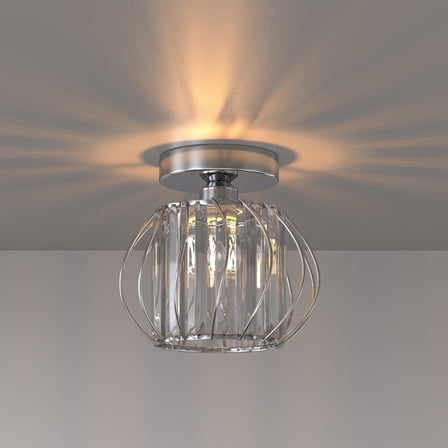 YANSUN 7 in 1 Light Silver Modern Semi Flush Mount Ceiling Light for Foyer Bedroom Dining Room