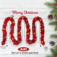 thumbnail image 3 of NOGIS 16.4 Ft Christmas Prelit Tinsel Garland, Red Metallic Garland with LED Lights for Christmas Tree Decorations,Wedding Party Supplies (Red), 3 of 7