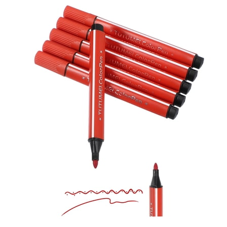 Colored Markers, Light Red 6 Pack Washable Coloring Markers Water Color Pens