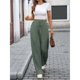 thumbnail image 5 of Pantalones de Pijama Holgados de Punto Suave con Bolsillos y Pernera Acanalada para Mujer con Cordón Ajustable. Verde XXL, 5 of 10