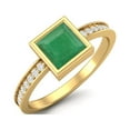 thumbnail image 2 of 925 Sterling Silver Gold Vermeil 5MM Square Green Emerald Engagement Women Valentines Day Gifts Ring, 2 of 3