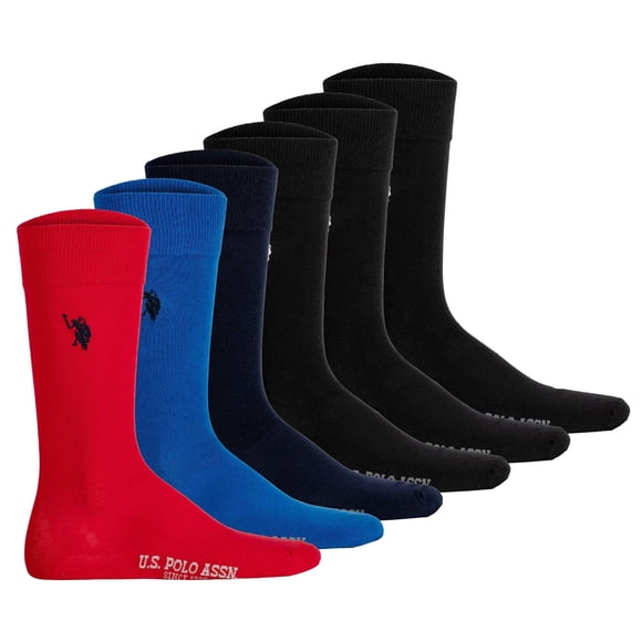 U.S. POLO ASSN. Men's Chaussettes, Lot de 6 - Chaussettes d'Affaires, Mélange de Coton Noir/marine/bleu Royal/rouge 39-42 (6-8 UK)