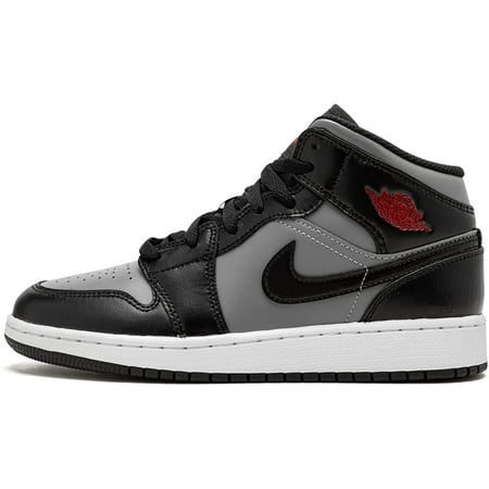 Nike Big Kids Air Jordan 1 Mid 554725 057 6 Big Kid Black/Gym Red-particle Grey