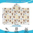 thumbnail image 2 of Beige Highland Cow Bathtub Flower Pattern Hooded Bath Towel，60"x35" for Ages 3 To 12 Kids, Quick Dry Lightweight Soft Microfiber Hood Beach Towel Cover Up for Kids, 2 of 7