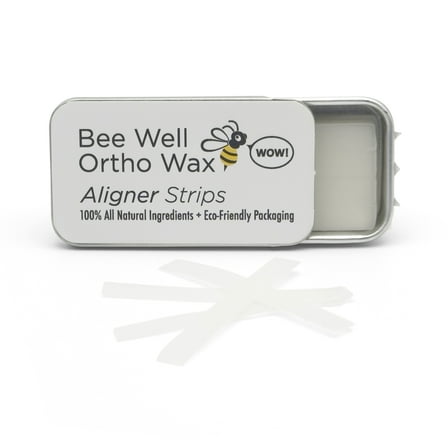 Bee Well Invisalign Wax | 100% All Natural Beeswax Aligner Kit Essential for Clear Aligners Strips | Protects & Relieves Irritation | 1 Recyclable Tin with 40 Strips