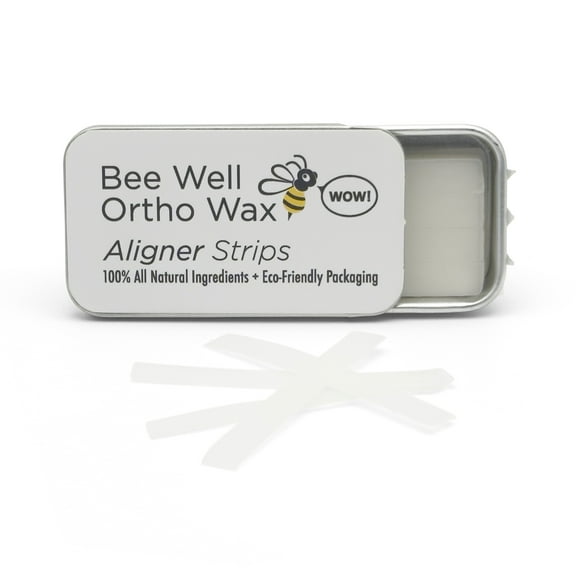 Bee Well Invisalign Wax | 100% All Natural Beeswax Aligner Kit Essential for Clear Aligners Strips | Protects & Relieves Irritation | 1 Recyclable Tin with 40 Strips