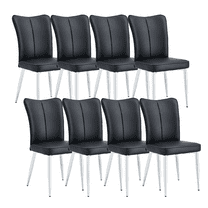 18 Inch PU Dining Chairs, Modern Minimalist Dining Chair with High-Density Foam Chair, Simple Upholstered Dining Chairs, Accent Desk Chair Dining Room, Kitchen, Vanity(Black,Set of 6)