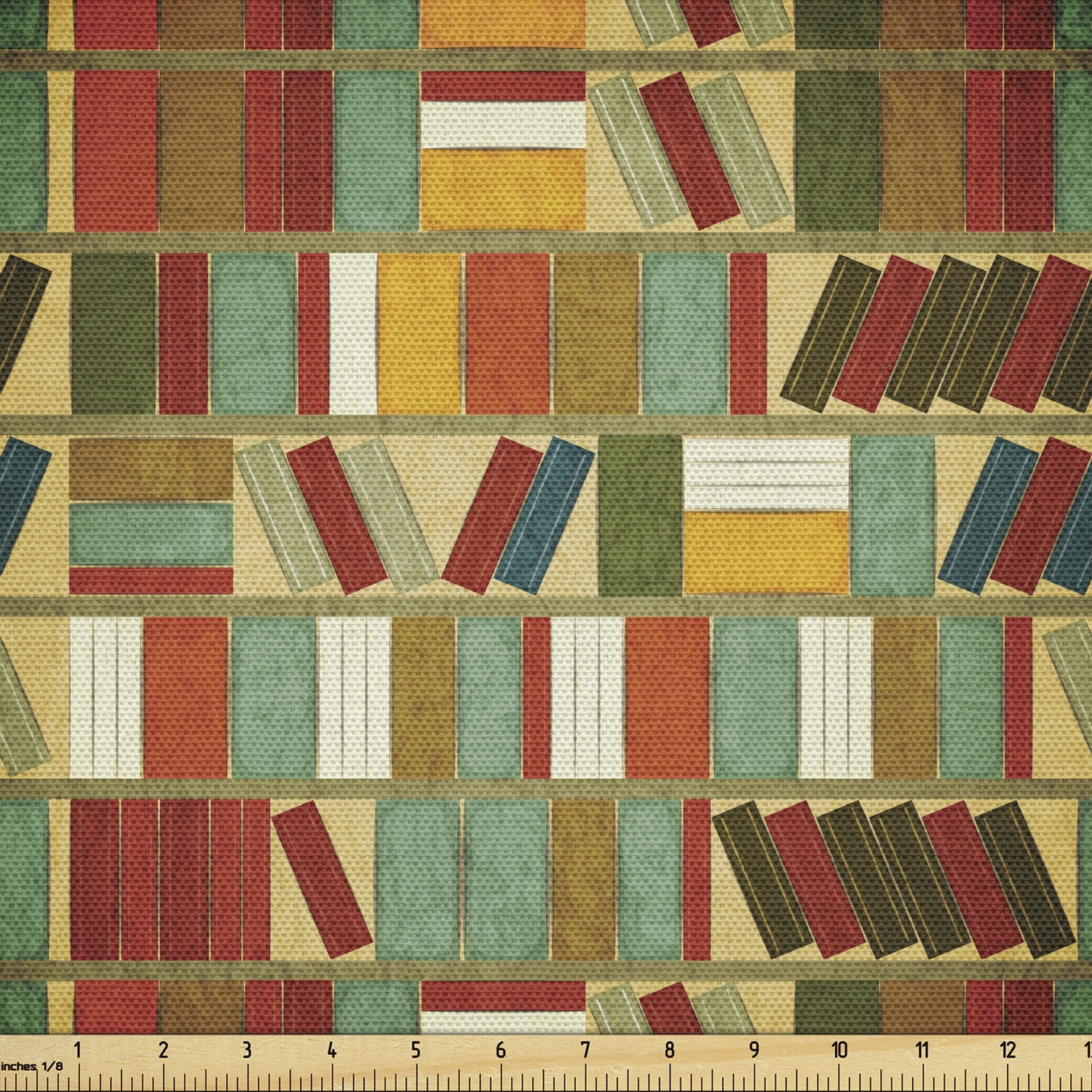 Bookshelf Fabric by the Yard Vintage Continuous Pattern Library Themed