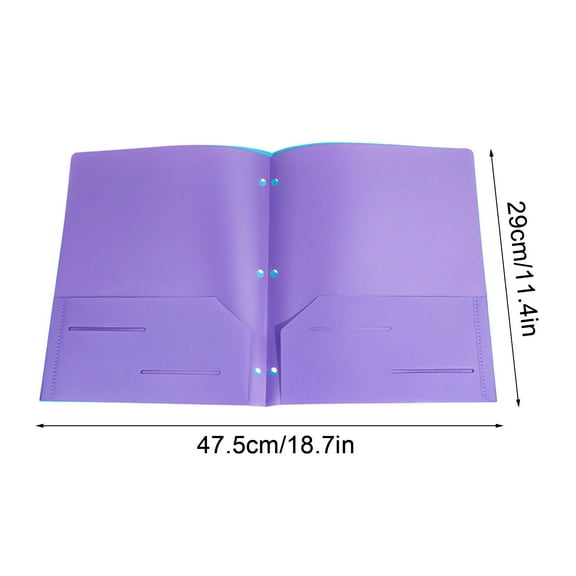 Yooshoverk 3-Hole Punch Pocket Folder - Letter Size Heavy Duty Plastic Organizer - Multi-Pocket Document Sleeve for Office, School - Assorted Colors