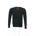thumbnail image 2 of Alfani Red Mens Horizontal Striped V-Neck Sweater (Small, Black Ice), 2 of 5