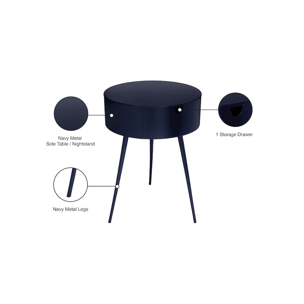 Meridian Furniture Bali Navy Metal Nightstand