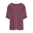 thumbnail image 5 of Cavosen Womens Shirts Half Sleeves Oversized Pullover Tops Tunic V Neck Solid Curved Hem Flowy Blouse Holiday Shirts Stylish Loose T-Shirts Athletic Beach Tees Summer Red 3XL, 5 of 7