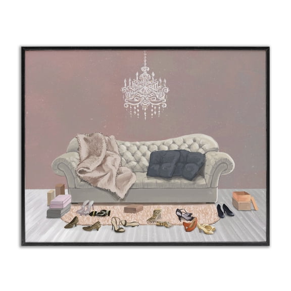 Stupell Industries Contemporary Chic Living Room Pink Grey Black Framed Giclee Art, 14 x 11, by Ziwei Li