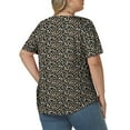 thumbnail image 3 of Plus Size Tops for Women Casual Short Puff Sleeve T Shirts Going Out Crew Neck Tees Trendy Oversized Pleated Blouses XL Floral, 3 of 6