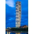 thumbnail image 2 of Bibikow, Walter 13x18 Gold Ornate Wood Framed with Double Matting Museum Art Print Titled - Sweden-Scania-Malmo-Turning Torso building-designed by architect Santiago Calatrava-2005-dusk, 2 of 4