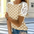 thumbnail image 5 of Fengactive Women's Lace Short Sleeve Blouses Polka Dot Shirts Cute Elegant Dressy Crew Neck Tunic Top, 5 of 7