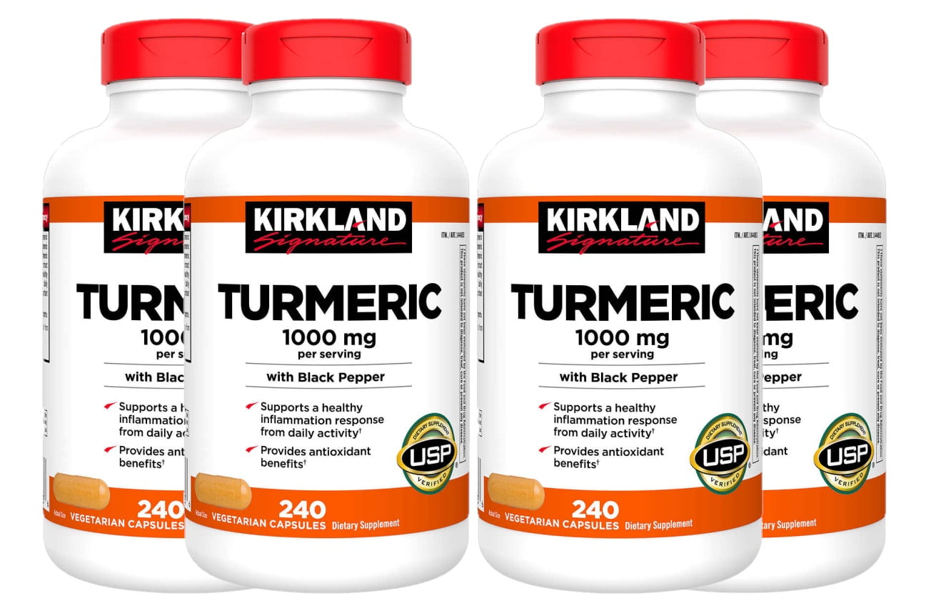 4 Pack Kirkland Signature Turmeric 1000 mg., 240 Capsules