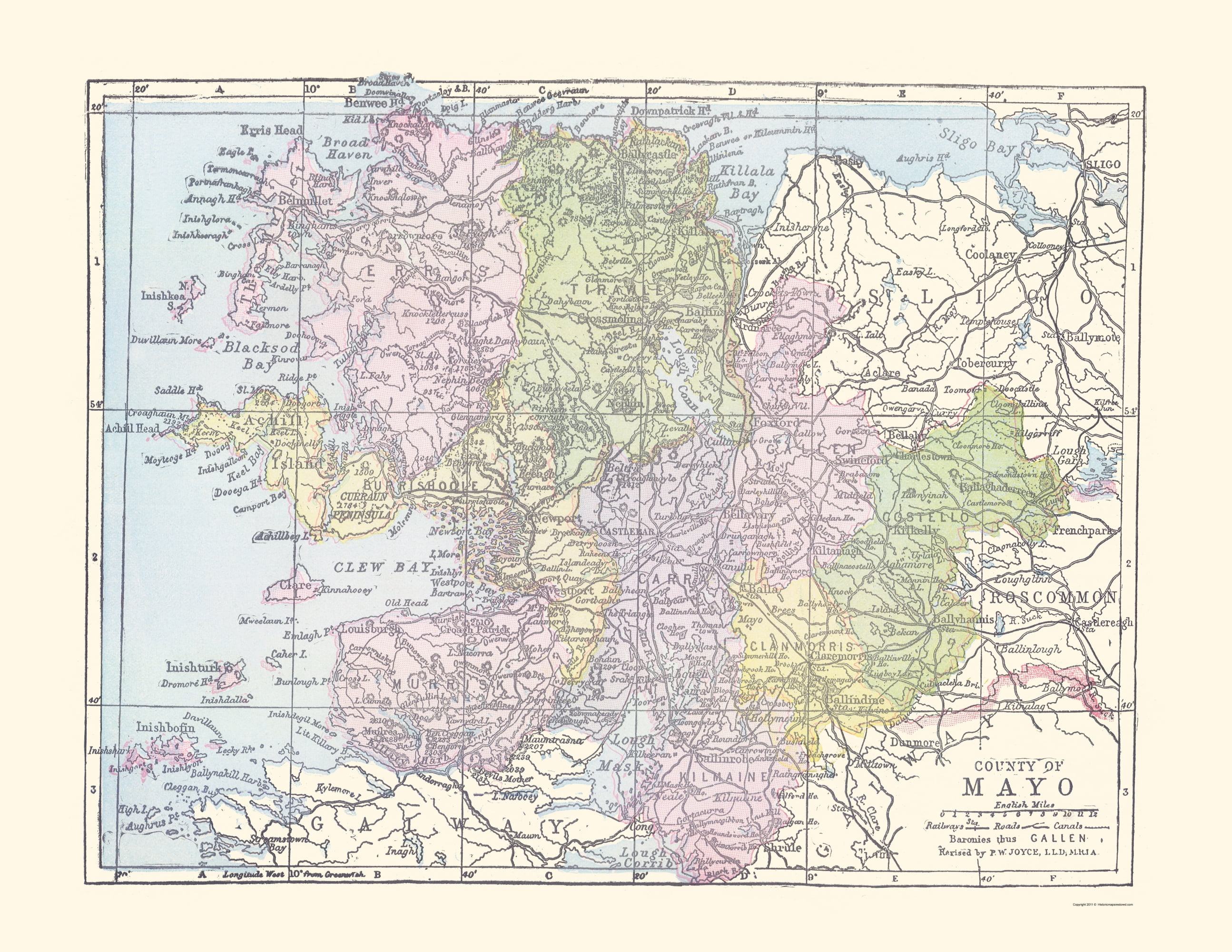 Mayo County Ireland Bartholomew 1882-23.00 x 29.77