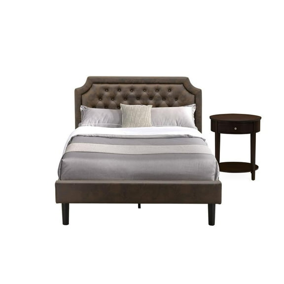 East West Furniture Granbury 2 Pieces Wooden Full Bedroom Set in Brown/Mahogany