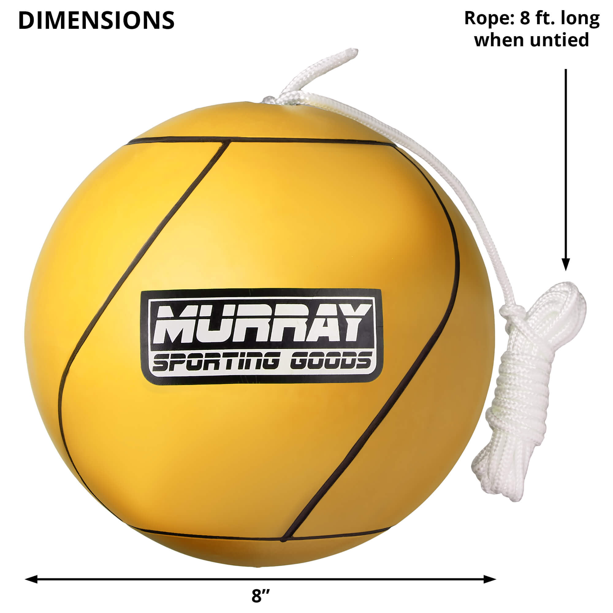 Great Outdoor Game for Adults Green Yellow Murray Sporting Goods Tetherball and Rope Red Full-Size Soft Rubber Portable Tetherballs with Rope Blue or Black Kids or Dogs 