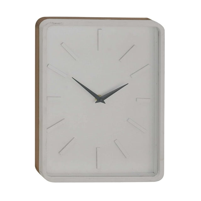 Decmode Modern Rectangular Wooden Wall Clock, White